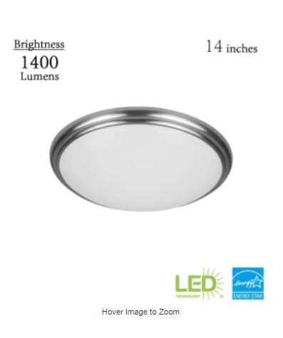 Photo 1 of 14 in. Brushed Nickel and Oil-Rubbed Bronze Selectable Integrated LED Flush Mount with Interchangeable Trim
