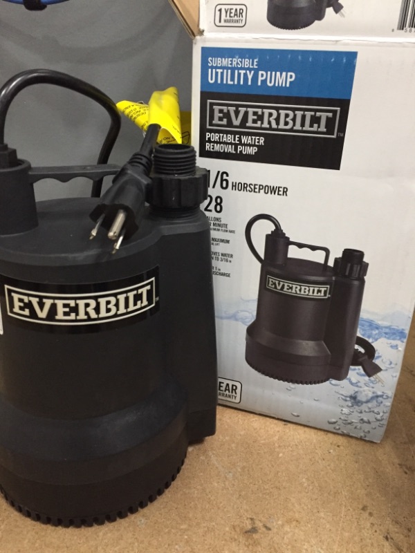 Photo 2 of Everbilt 1/6 HP Plastic Submersible Utility Pump
