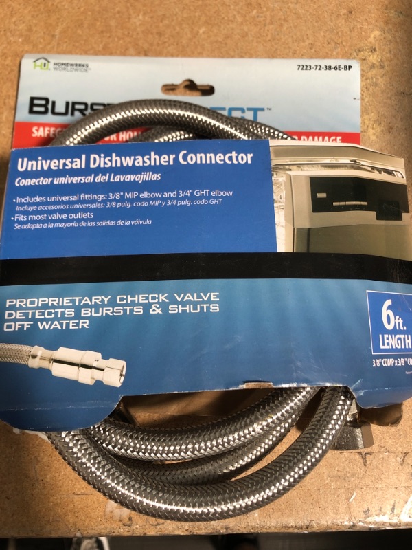 Photo 2 of 3/8 in. COMP x 3/8 in. COMP x 72 in. Universal BurstProtect Dishwasher Connector
