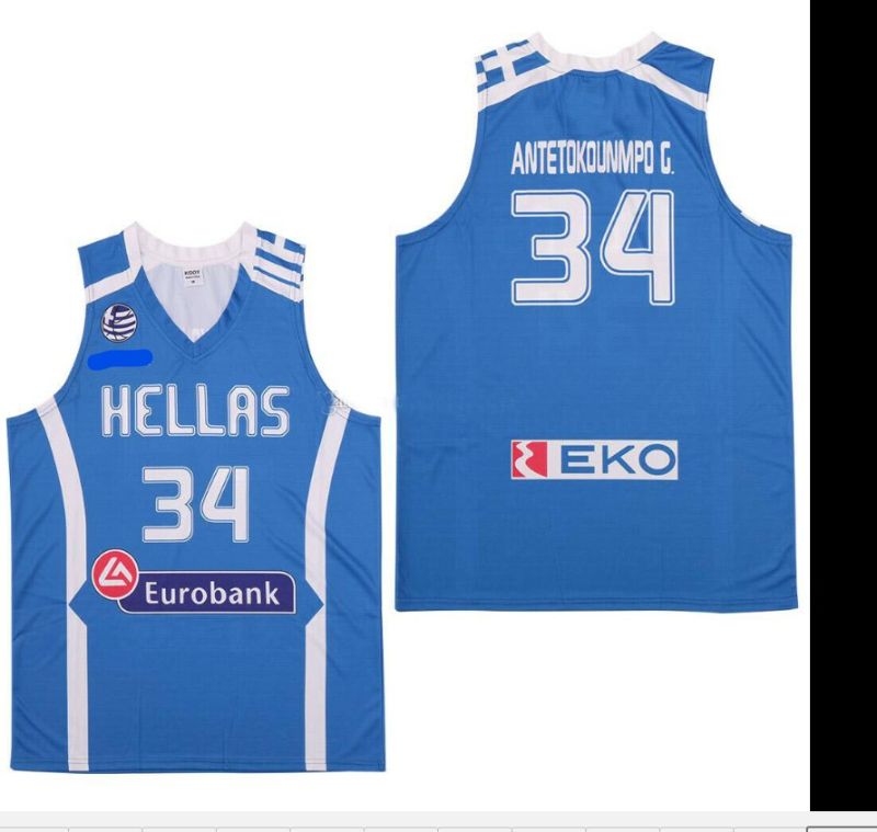 Photo 1 of 2019 China Giannis Antetokounmpo G. #34 Team Greece Hellas Basketball Jerseys SIZE XL
