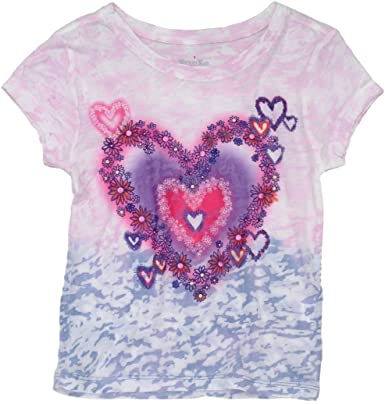 Photo 1 of PACK OF TWO- The Season Essentials Kidsy Girls Big Heart Graphic Printed Peruvian Cotton T-Shirt – Short Sleeve, Crewneck- SIZE 3T 