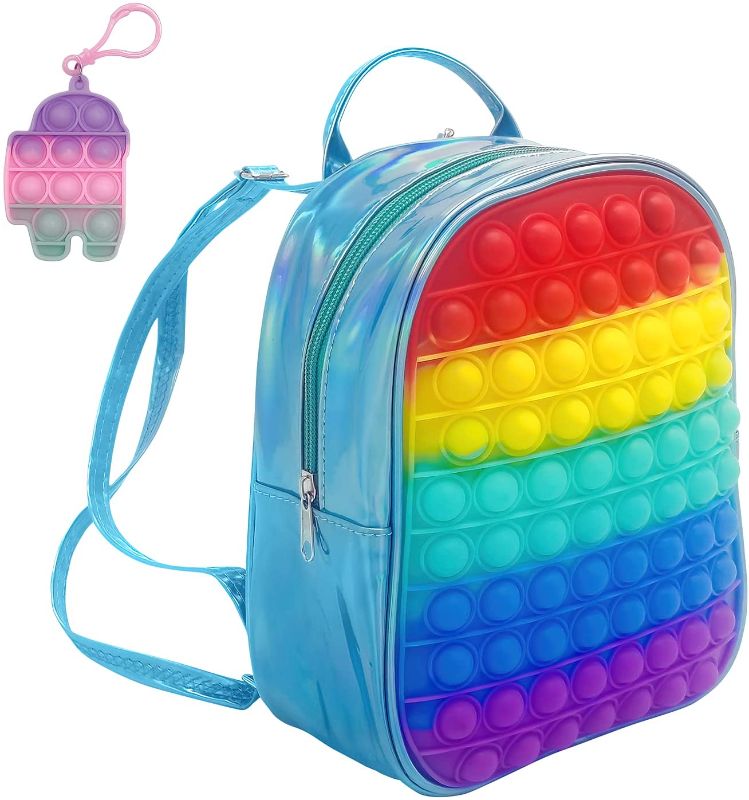 Photo 1 of Shawmekek Large Pop Backpack for Girls Fidget Toys Pop Purse for Girls Fidget Backpack Bag Pop Shoulder Bag Gifts for Christmas Kids Toddler ADHD Stress Relief School Supplies (2 PACK)
