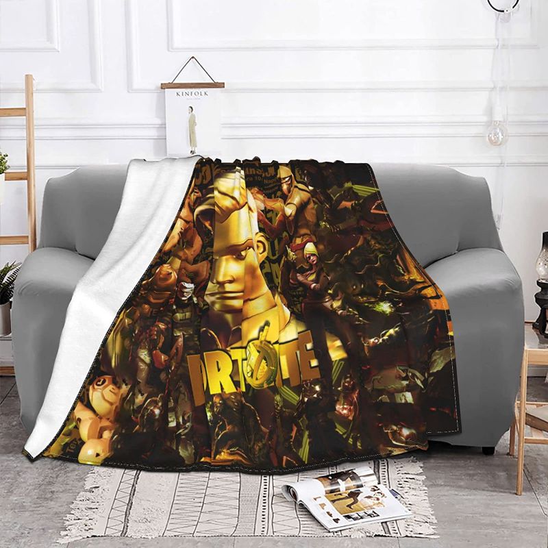 Photo 1 of 3D Print Gold Gaming Blankets for Boys Soft Cozy Flannel Air Conditioner Throw Blanket Perfect for Couch Bed Sofa 60x50 Inches
