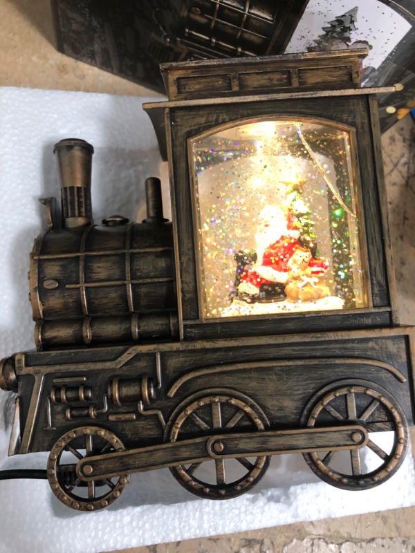 Photo 2 of  Lighted Christmas Snow Globe Lantern, Santa Claus with Christmas Tree, Teddy Bear Musical with Battery Operated LED Water Glittering Music Playing with 6H Timer, Christmas Home Train Décor Gift