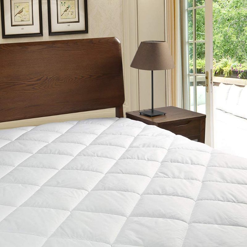 Photo 1 of Bedecor Bedding Quilted Fitted Mattress Pad,Noiseless Down Alternative Fiber Extra Soft Breathable Mattress Cover Stretches up to 18 Inches Deep,for Traditional Mattress Air Mattress-Queen
