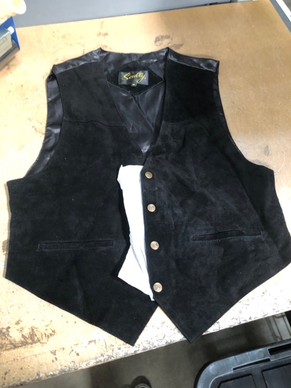 Photo 2 of 504-19-M Mens Leather Wear Boar Suede Satin Back Vest, Black Boar Suede - Medium
