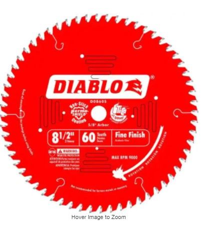 Photo 1 of 8-1/2 in. x 60-Tooth Fine Finish Slide Miter Circular Saw Blade
