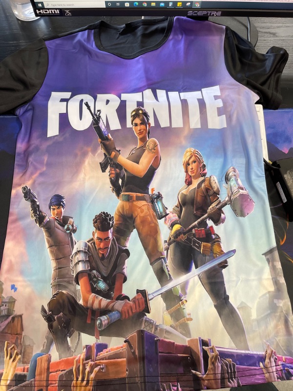 Photo 2 of Epic Games Fortnite T Shirt Youth Fashion Casual Short Sleeve Shirt WITH SHORT  3D Printed T Shirts LARGE