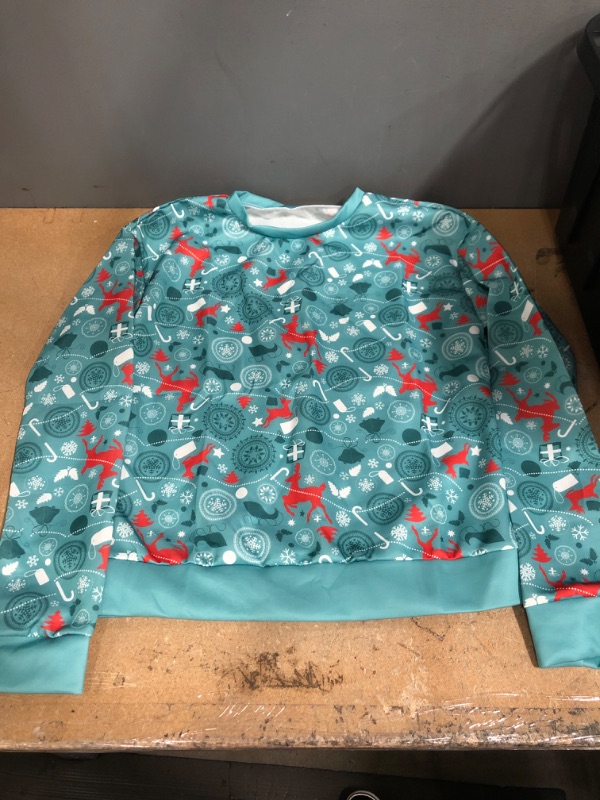 Photo 1 of WOMENS CHRISTMAS SWEATSHIRT PULLOVER SHIRTS HOODIE TOP MINT WITH CHRISTMAS DESIGN, LONG SLEEVE L