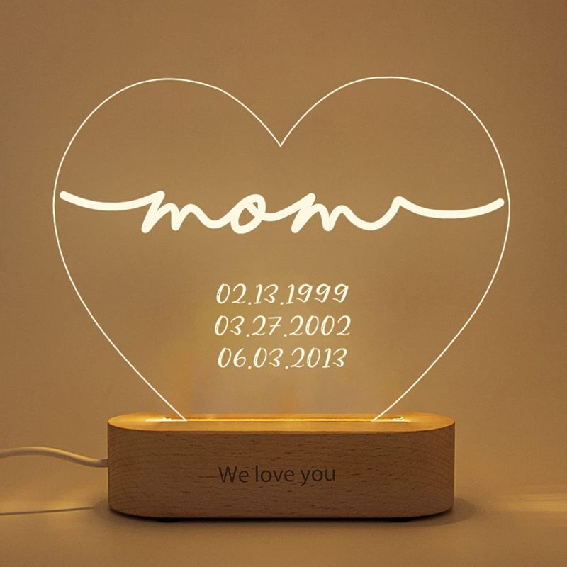 Photo 1 of ***STOCK PHOTO FOR REFERENCE ONLY***
Heart Shaped Glass LED Night Light Plaque Gift for Mom