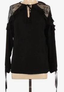 Photo 1 of Blooming Jelly Womens Black Blouse V Neck- SIZE XLARGE 