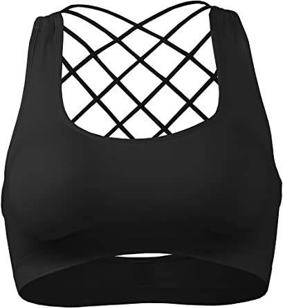 Photo 1 of BEKDO Womens Crisscross Strappy Back Removable Pad Fashion Sports Bra Top- SIZE M/L 