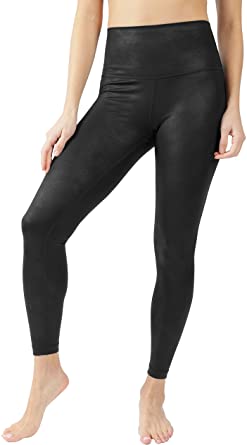 Photo 1 of 90 Degree By Reflex Womens High Waist High Shine Faux Leather Disco Ankle Leggings size large 
