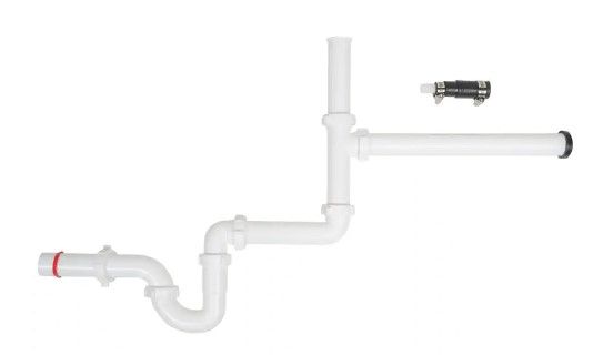 Photo 1 of 1-1/2 in. White Plastic Slip-Joint Garbage Disposal Install Kit with Dishwasher Garbage Disposal Connector
