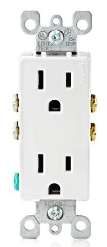 Photo 1 of Decora 15 Amp Residential Grade Grounding Duplex Outlet, White (10-Pack)
