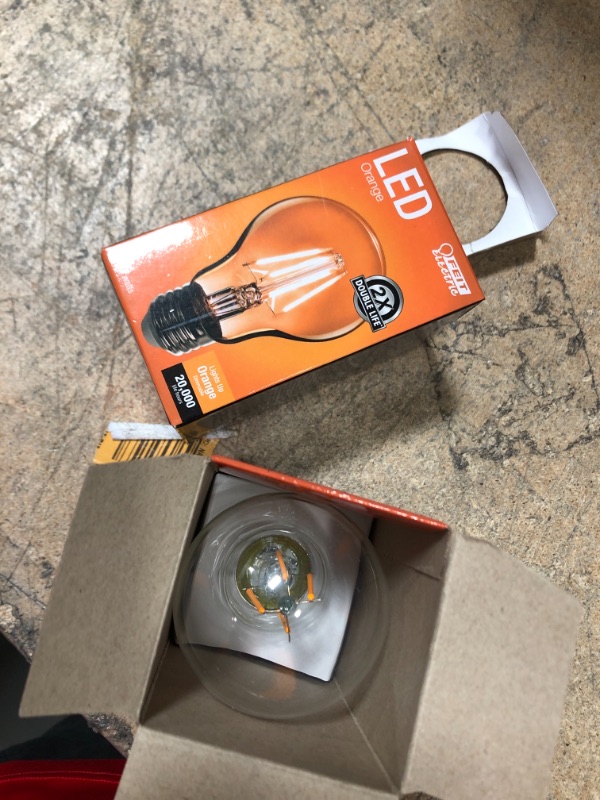 Photo 2 of Feit Electric A19/TO/LED Filament 25W Equivalent Dimmable Clear Glass Light Bulb, Orange
pack of 2