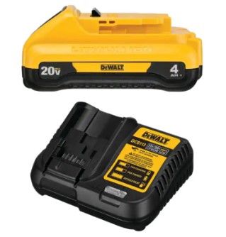 Photo 1 of 20-Volt MAX Compact Lithium-Ion 4.0Ah Battery Pack with 12-Volt to 20-Volt MAX Charger
