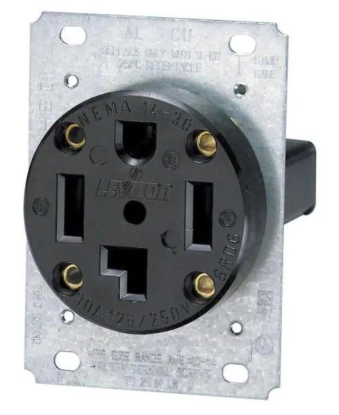 Photo 1 of 30 Amp Industrial Flush Mount Shallow Single Outlet, Black pack of 2
