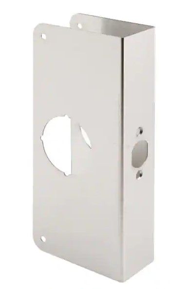 Photo 1 of 1-3/4 in. x 9 in. Thick Stainless Steel Lock and Door Reinforcer, 2-1/8 in. Single Bore, 2-3/8 in. Backset
