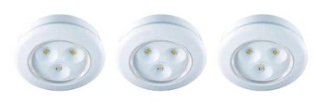 Photo 1 of Battery Operated 2.99 in. LED White Puck Light (3-Pack)
