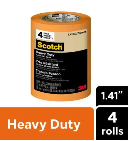 Photo 1 of 1.41 in. x 60.1 yds. Heavy-Duty Grade Masking Tape (4 Rolls/Pack)
