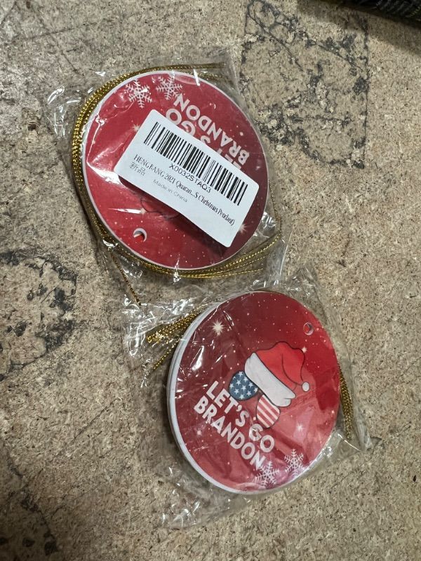 Photo 1 of 2PCKS OF HENGBANG 2021Christmas Tree Hanging Pendant Ornaments FJB Christmas Decorations for The Home Funny Novelty Gift Xmas Present Personalized Ornaments(5PCS Christmas Pendant)
