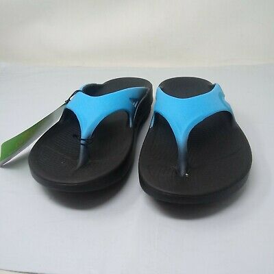 Photo 1 of OOFOS Women's Oolala Thong Flip-Flop, Black/Blue- SIZE 10