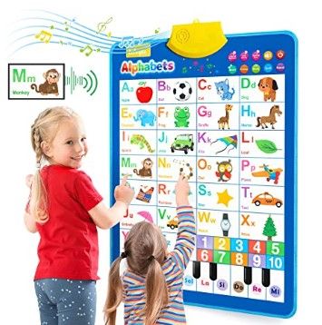 Photo 1 of Interactive ABCs and 123s Learning Poster, Vcertcpl Electronic Alphabet Wall Chart Talking ABC & 123s & Learning Poster for Kids, Educational Toddlers Girls Boys Toys