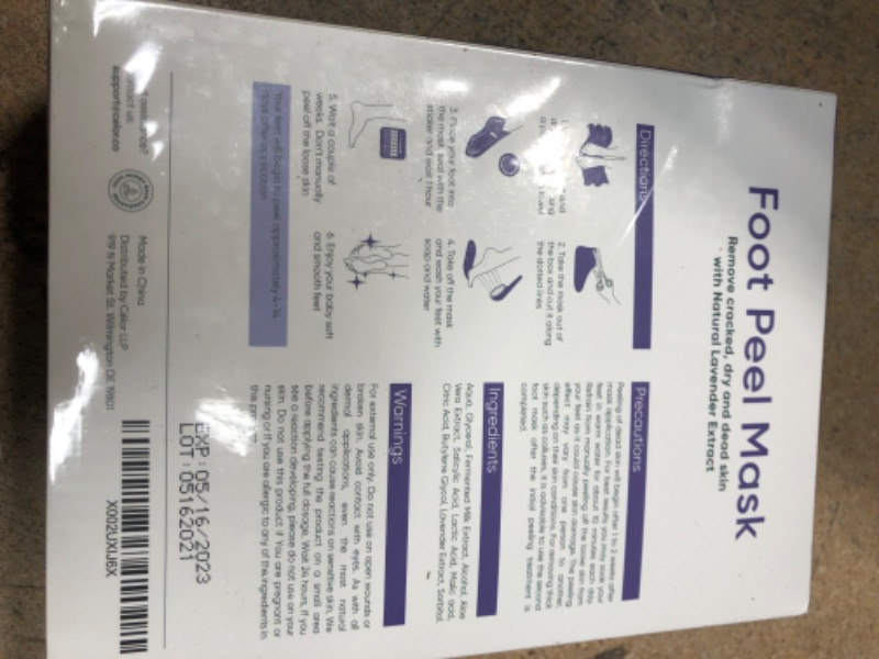 Photo 1 of Celor Foot Peel Mask 5 Pairs
Best Used By 05/16/2023