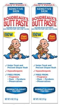 Photo 1 of Boudreaux's Butt Paste Sensitive Skin Diaper Rash Ointment, 4 oz Tube, 2 Pack