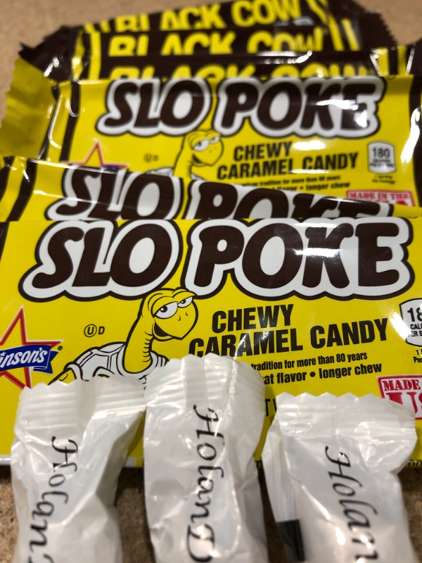 Photo 2 of (6 pack) Black Cow and Slo Poke Assorted Caramel Taffy Candy. Includes HolanDeli Mints **best if used by 12/22**
