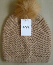 Photo 1 of  UGG REVERSE STITCH KNIT POM BEANIE Camel 