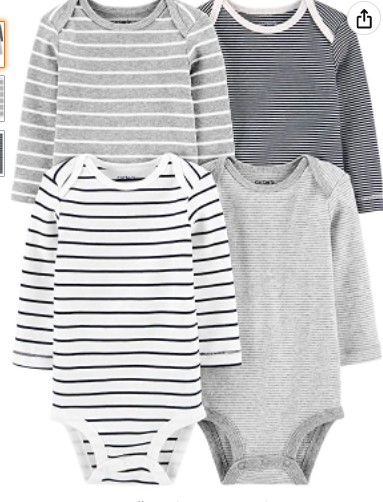 Photo 1 of Carter's Baby Boys 4-Pack Long-Sleeve Original Bodysuits Solids 3M
