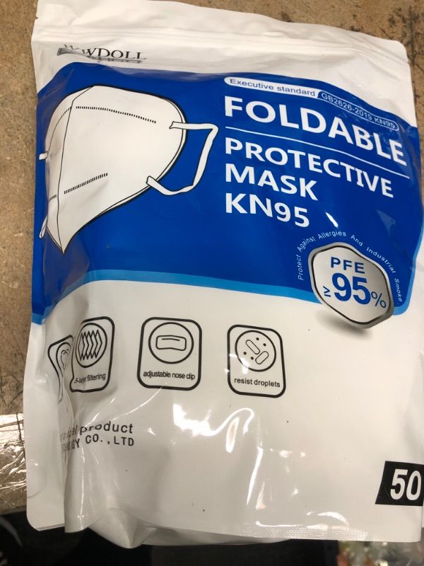 Photo 1 of KN95 Face Mask 50 Pack, WWDOLL KN95 Masks 5-Layer Breathable Mask with Elastic Earloop and Nose Bridge Clip, Dispoasable Respirator Protection Against PM2.5 Black

