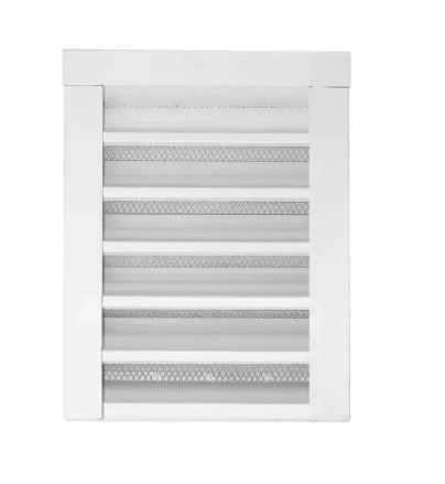 Photo 1 of 14 in. x 18 in. Rectangular White Galvanized Steel Built-in Screen Gable Louver Vent
