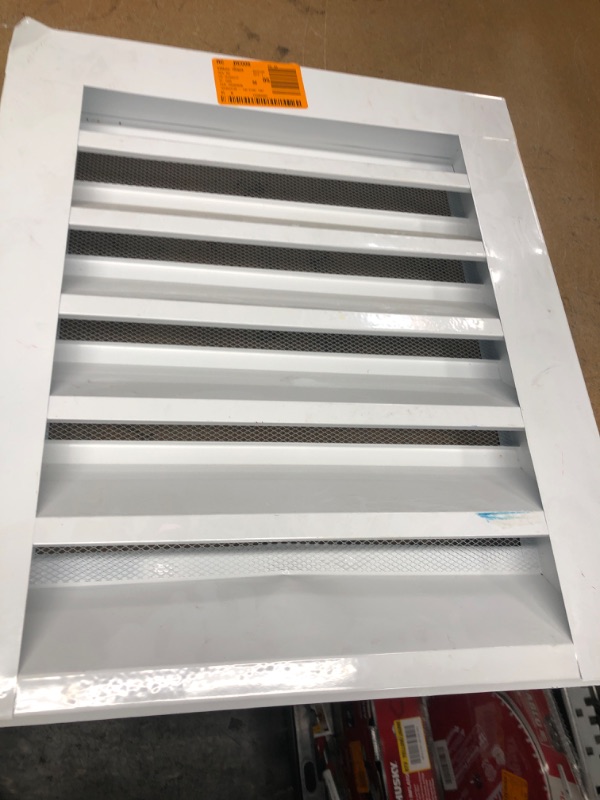 Photo 2 of 14 in. x 18 in. Rectangular White Galvanized Steel Built-in Screen Gable Louver Vent
