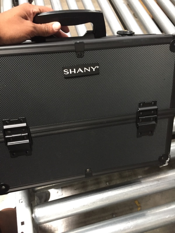 Photo 3 of Shany Essential Pro Makeup Train Case with Shoulder Strap and Locks, Black