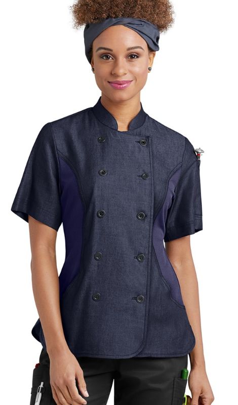 Photo 1 of Industry Line Women's 3-Pocket Short Sleeve Double Breasted Chambray Chef Coat w/Tech Mesh Panels
SIZE L