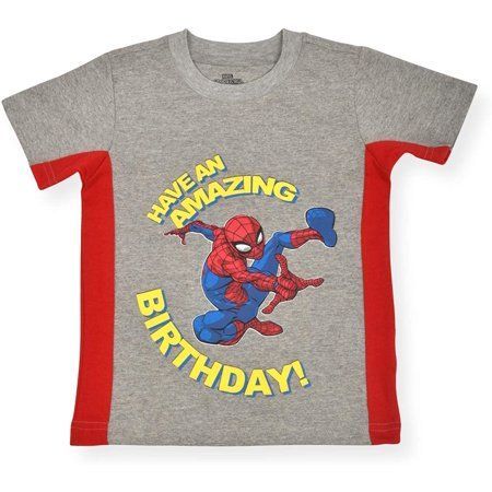 Photo 1 of Marvel Boy's Spider-Man Pullover Birthday Tee Shirt, 100% Cotton
SIZE:2T