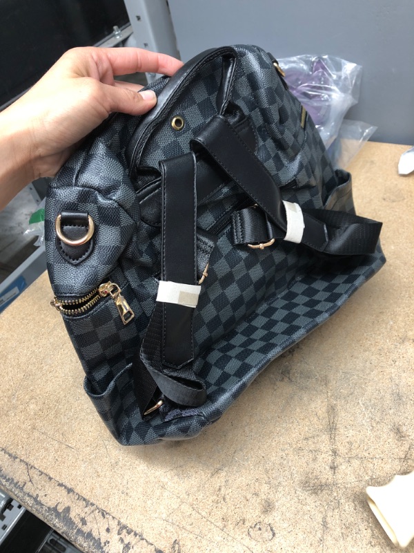 Photo 1 of Black Checkered Backpack Womens Backpack Purse