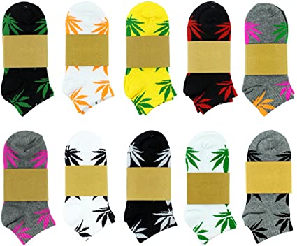 Photo 1 of 5 Pairs Unisex Marijuana Weed Leaf Boat Warm Cotton Socks (US 5-10.5)
