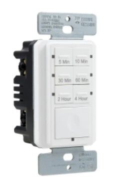 Photo 1 of 15 Amp 4-Hour In-Wall Push Button Countdown Timer Switch with Screw Terminals, White
