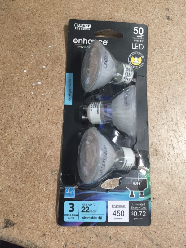 Photo 2 of 50-Watt Equivalent MR16 GU10 Dimmable Recessed Track Lighting 90+ CRI Frosted Flood LED Light Bulb, Daylight (3-Pack)
