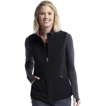 Photo 1 of Cherokee Infinity Scrubs Vest for Women Reversible Quilted Heather Wine / Black Combo- LARGE
