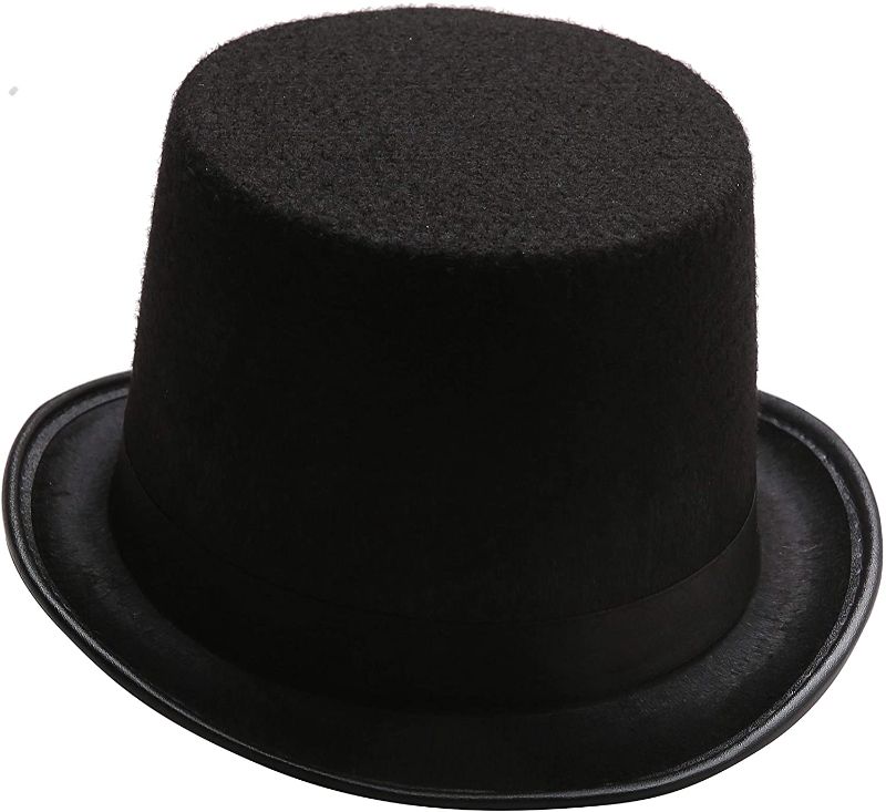 Photo 1 of 2-Pack Black Felt Top Hat, Lincoln Hat, Magician Hat Halloween Costume Accessory
