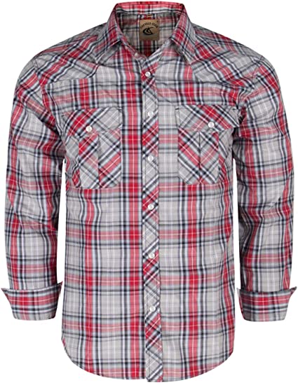 Photo 1 of COEVALS CLUB Men's Western Cowboy Long Sleeve Pearl Snap Casual Work Shirts- MEDIUM
