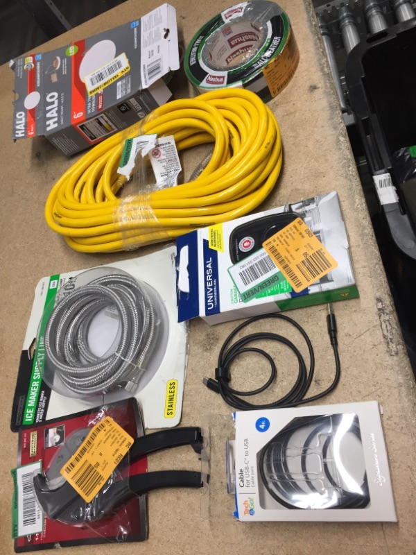 Photo 1 of **NO REFUNDS/RETURNS** -Bundle of MISCELLANOUS HOME DEPOT GOODS tools, supply line, cables, etc. 
