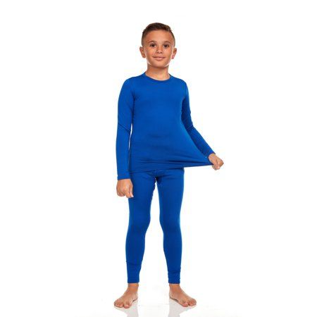 Photo 1 of Bodtek Boys Crewneck Long Johns Base Layer Set (Royal Blue X-Large)
