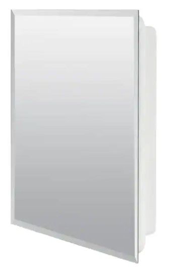 Photo 1 of 16 in. W X 20 in. H X 4 in. D Recessed Frameless Mirrored Medicine Cabinet in Mirroed Glass
