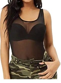 Photo 1 of Allchic Womens Sheer Mesh Tank Tops, See Through Scoop Neck Blouses, Sleeveless Sexy Tops XL 
